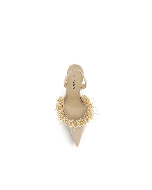 Mach & Mach Metallic Beige Silk High Heel Pumps
