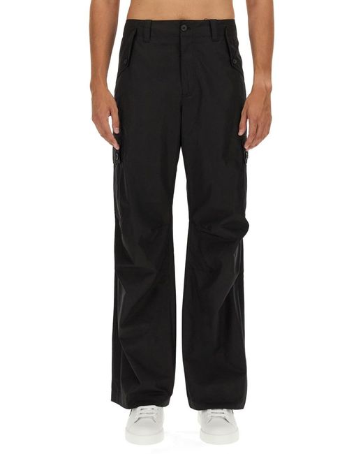 Dolce & Gabbana Black Wide Leg Pants Cotton Trousers for men