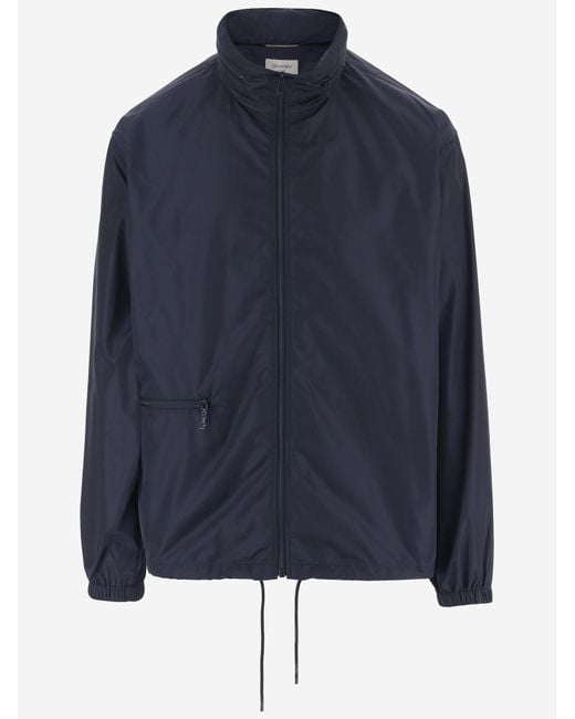 Saint Laurent Blue Nylon Jacket With High Collar Polyamide for men