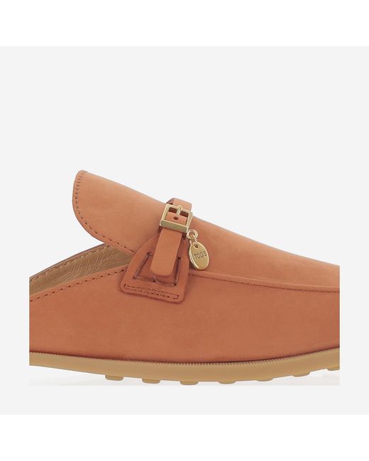 Tod's Brown Leather Sabots Nubuck Shoe