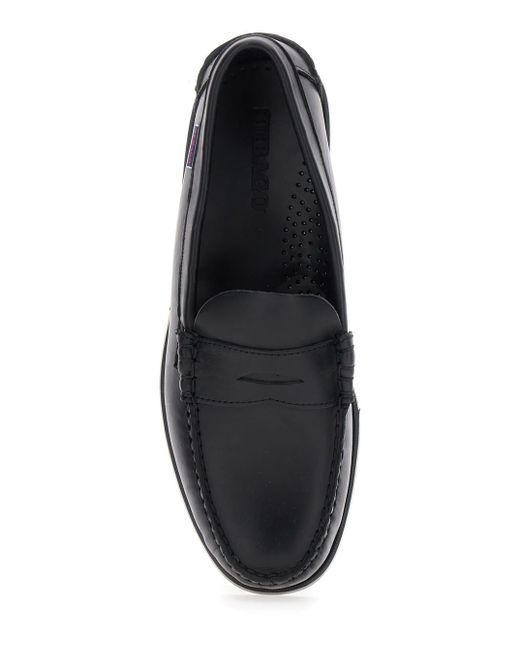 Sebago Black Dolphin Loafers With Side Logo Label And Slip On Design for men