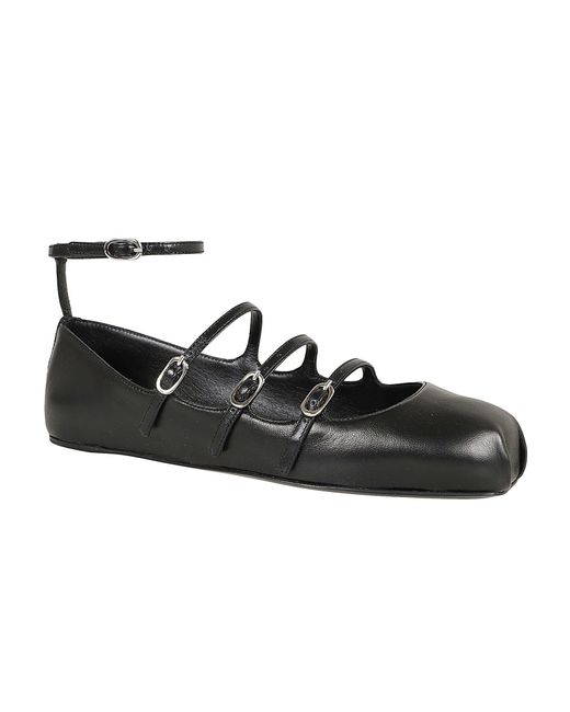 Alexander McQueen Black Leather Ballet Flats