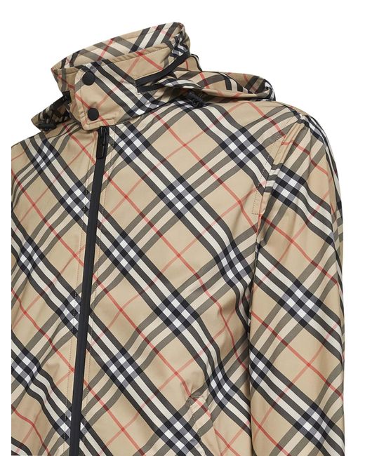 Burberry Brown Check Hooded Jacket for men