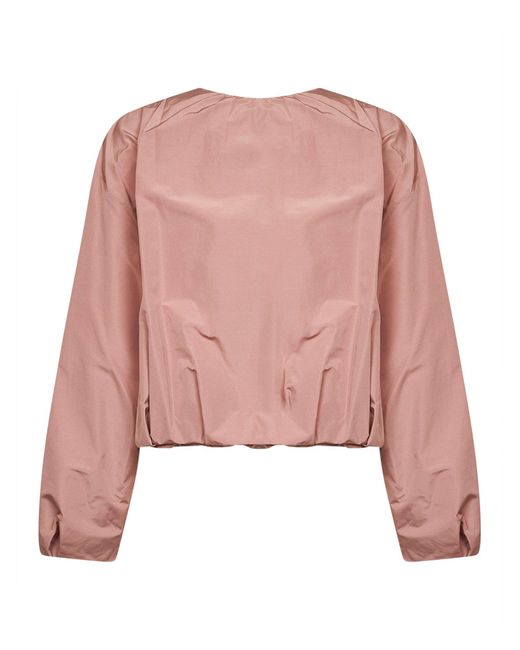 Weekend by Maxmara Pink Cropped Jacket Wkdbutterfly Taffeta Leather
