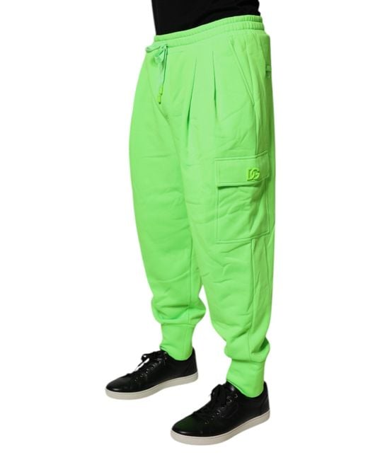 Dolce & Gabbana Neon Green Cargo Jogger Men Sweatpants Pants for men