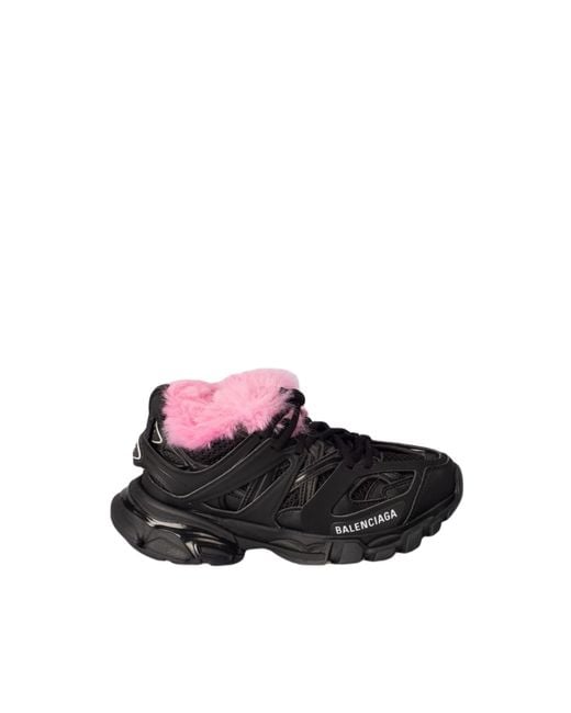 Balenciaga Black Track Faux Fur-Lined Sneakers