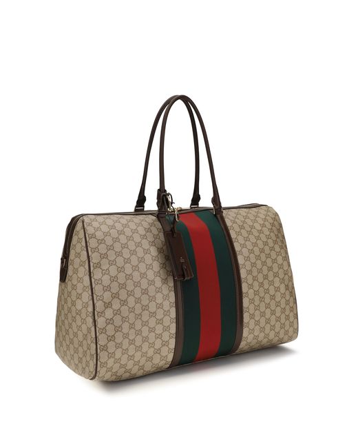 Gucci Black Travel Bag Gg Web Stripe Fabric Shoulder