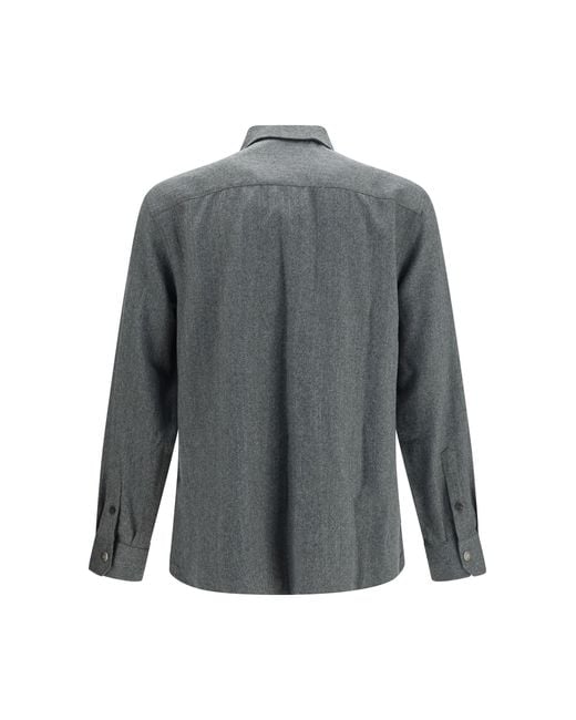 Brunello Cucinelli Gray Virgin Wool Shirt Fleece Ovis Aries for men