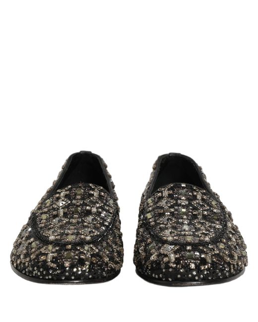 Dolce & Gabbana Black Leather Logo Slip On Loafers Shoes for men