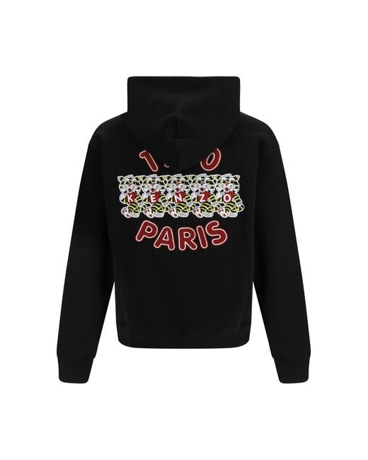 KENZO Black Cotton Hoodei Wild Tiger Sweatshirts for men