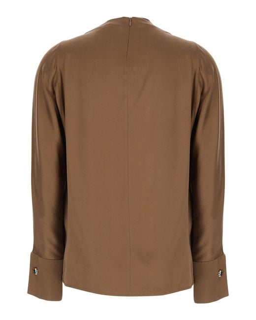 Max Mara Brown Silk Blend Shirt Blouses