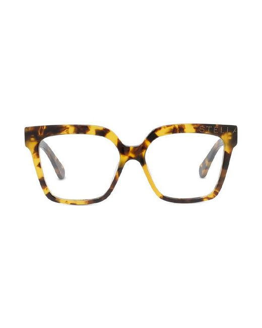 Stella McCartney Brown Eyeglasses Square Full Rim, Shiny Havana Frame And Clear Demo Lenses Lens Sc50025I053
