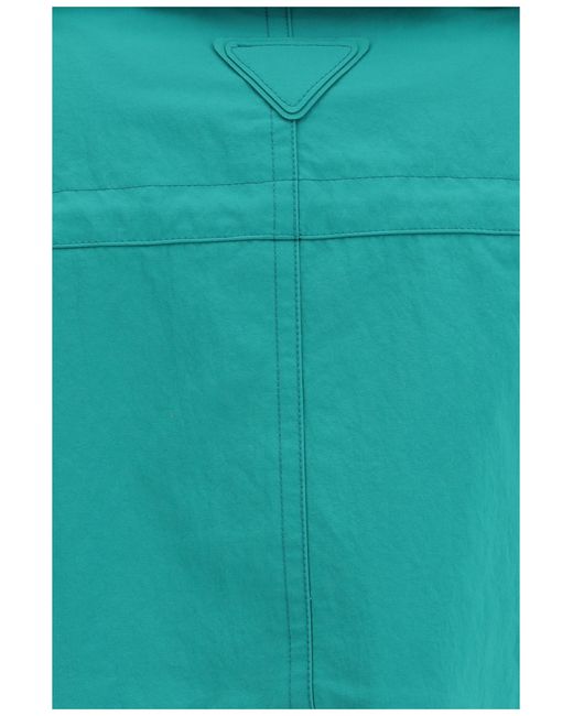 Prada Green Nylon Cape Coat for men