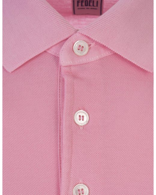 Fedeli Pink Light Cotton Piquet Polo Shirt for men
