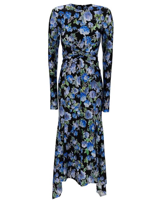 Philosophy Di Lorenzo Serafini Blue And Maxi Dress With All-Over Floreal Print
