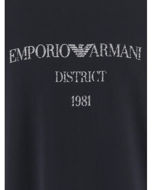 Emporio Armani Blue Cotton T-Shirt With Logo, T-Shirts for men