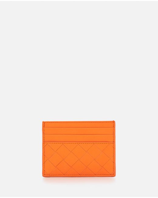 Bottega Veneta Orange Intrecciato Classic Cardholder for men