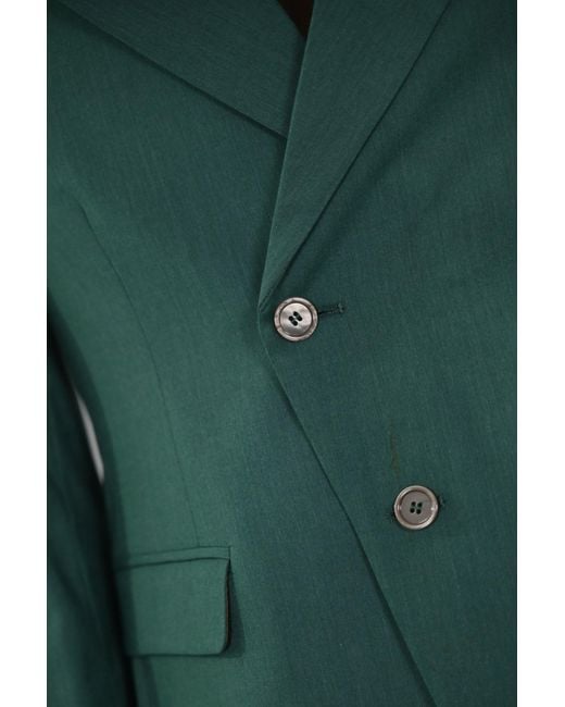 Daniele Alessandrini Green Single-Breasted Suit With Oblique Closure for men