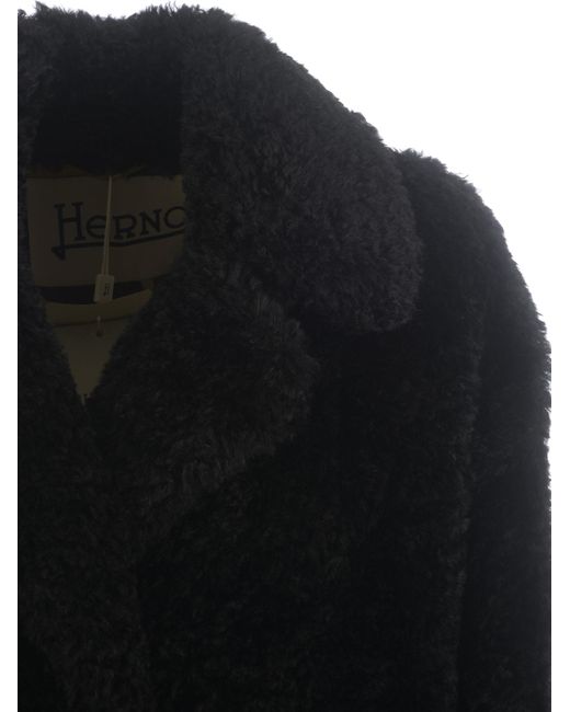 Herno Blue Cappotto Realizzato In Eco-pelliccia Disponibile Store Pompei
