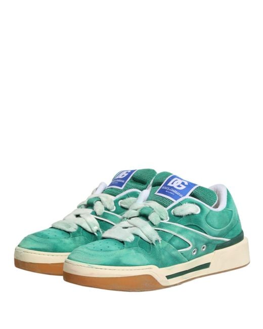 Dolce & Gabbana Green Suede New Roma Low Top Sneakers Shoes Leather (Suede) for men