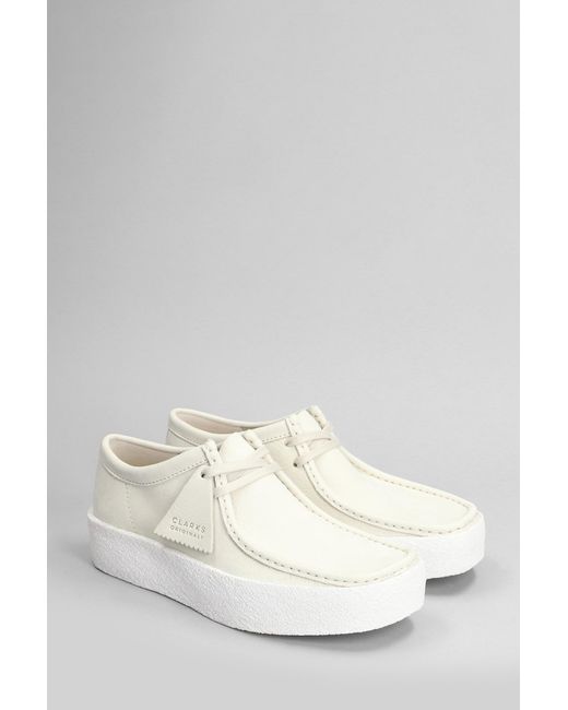 Clarks White Wallabee Cup Lace Up Shoes for men