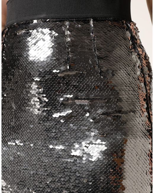 Dolce & Gabbana Black Metallic Sequin High Waist Mermaid Skirt