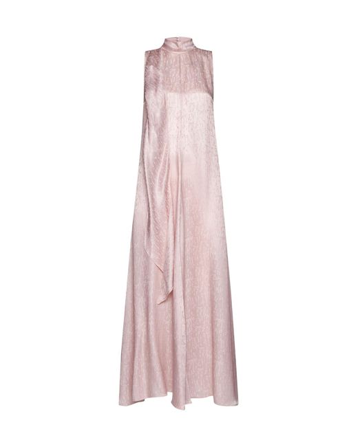 Forte Forte Pink Microdamier Silk-blend Long Dress