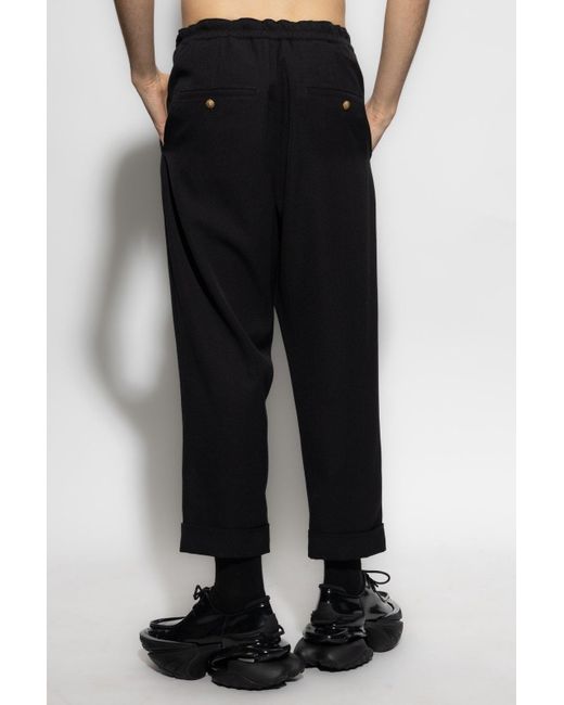 Balmain Black Straight-Leg Cropped Trousers for men