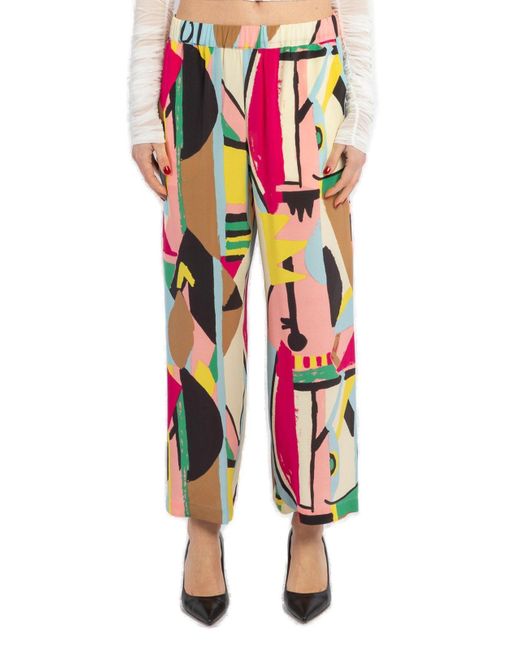 Weekend by Maxmara White All-Over Printed Wide Leg Trousers