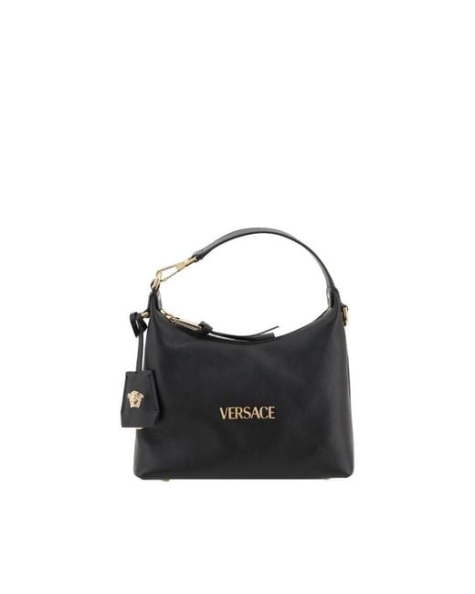 Versace Black Calf Leather Hobo Bag