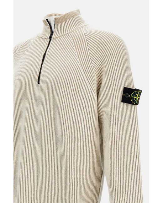 Stone Island Natural Ribbed Sweater for men