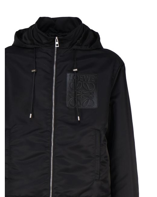 Loewe Black Logo Hooded Nylon Jacket for men