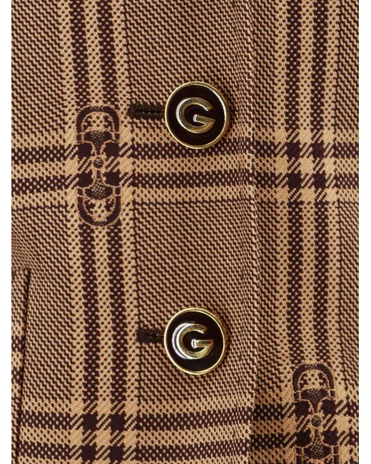Gucci Brown Single-breasted Checked Wool Blazer