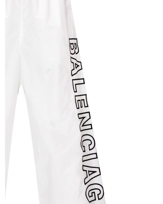 Balenciaga White Logo Printed Elastic Waist Trackpants for men