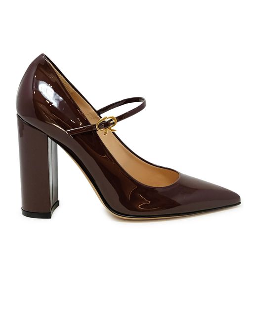 Gianvito Rossi Bourgogne Patent Ribbon Jane 100 Pumps in Brown Lyst