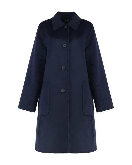 Tory Burch Blue Reversible Wool Coat
