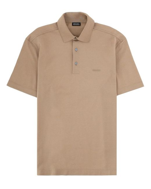 Zegna Natural Polo Shirt Regular Fit Cotton for men