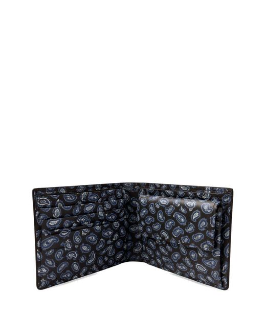 Etro Brown Paisley Jacquard Canvas Bifold Wallet With Paisley-Print Leather Interior for men