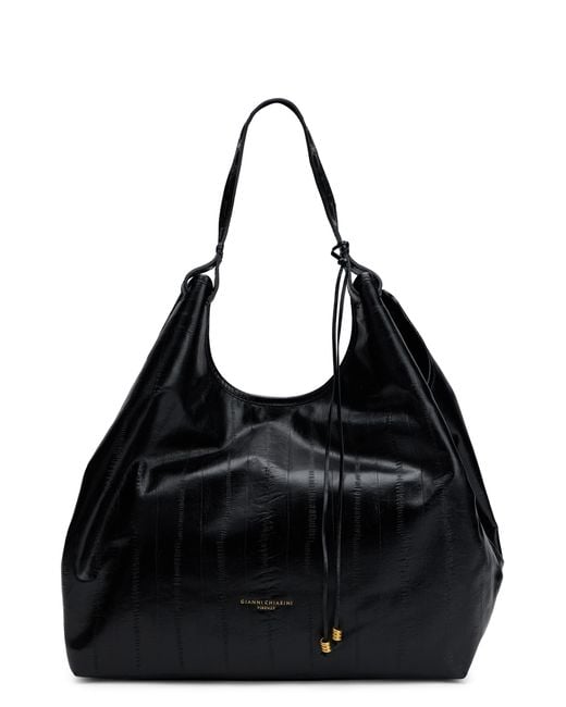 Gianni Chiarini Black Hobo Shoulder Bag Calfskin Tote