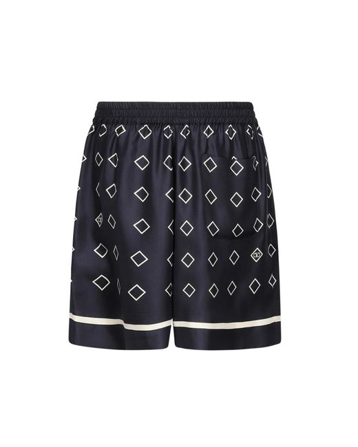 Valentino Garavani Black Printed Silk Bermuda Shorts for men