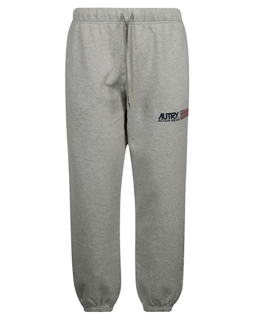 Autry Cotton Logo Trousers in Gray | Lyst