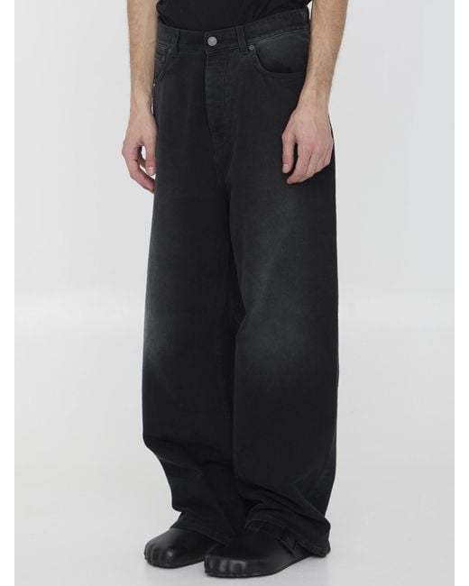 Balenciaga Black Denim Size Sticker Baggy Jeans for men