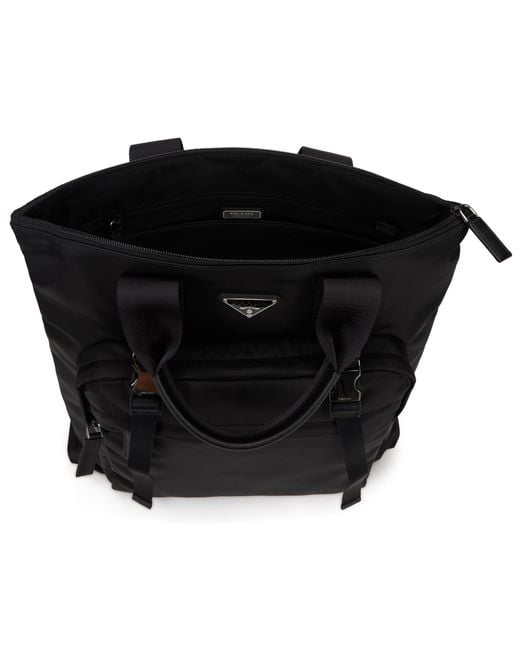 Prada Black Tote Bag Re-Nylon & Saffiano Leather, Polyamide for men