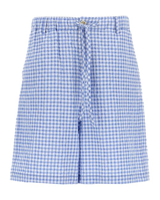 Marni Blue Vichy Print Cotton Blend Bermuda Shorts for men