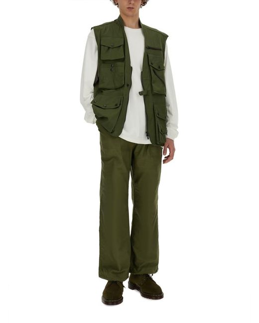 Needles Green Utility Vest With Multiple Pockets And Zip Closure for men