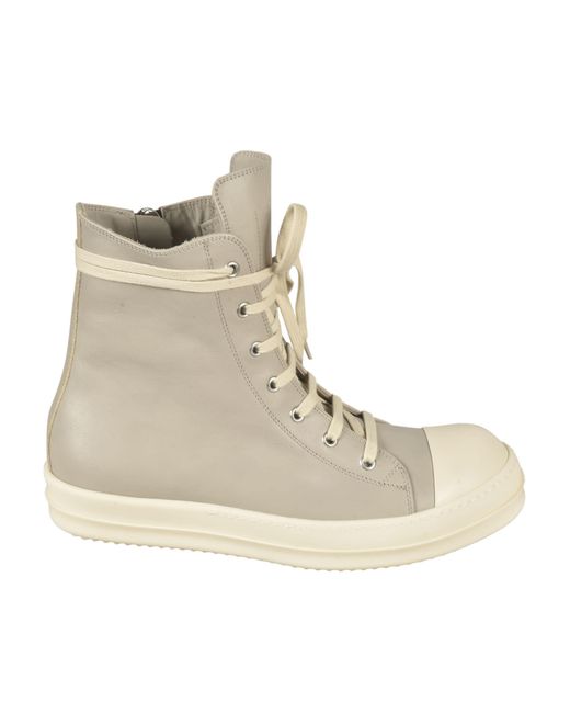 Rick Owens Natural Side Zip High Sneakers for men