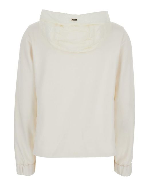 Herno White Down Jacket With Drawstring Hood And Quilted Design