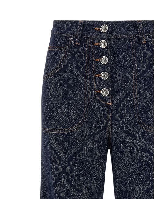 Etro Blue Jacquard Jeans