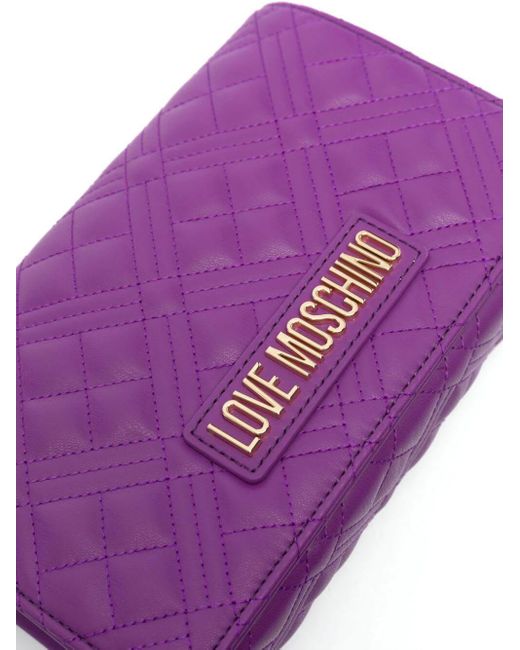Love Moschino Purple Logo-lettering Quilted Crossbody Bag