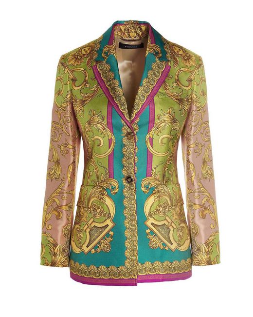 Versace Multicolor Barocco Goddess Blazer Jacket